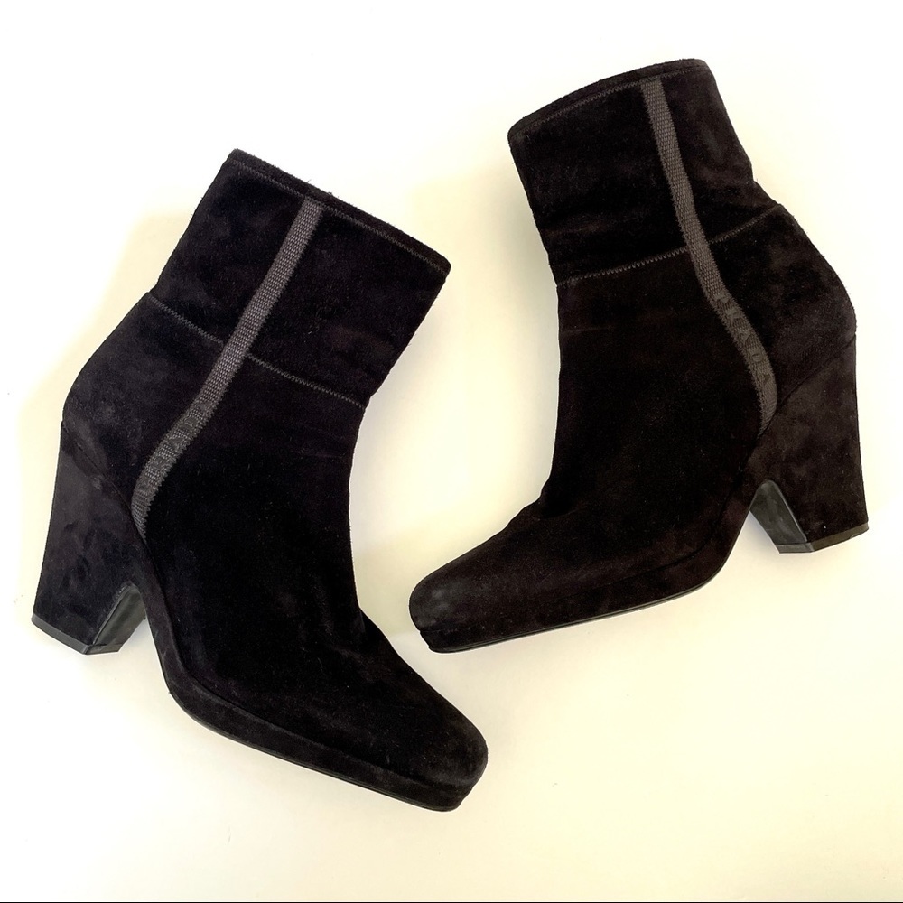 Prada Black Booties with Spell Out PRADA down Side Size 10